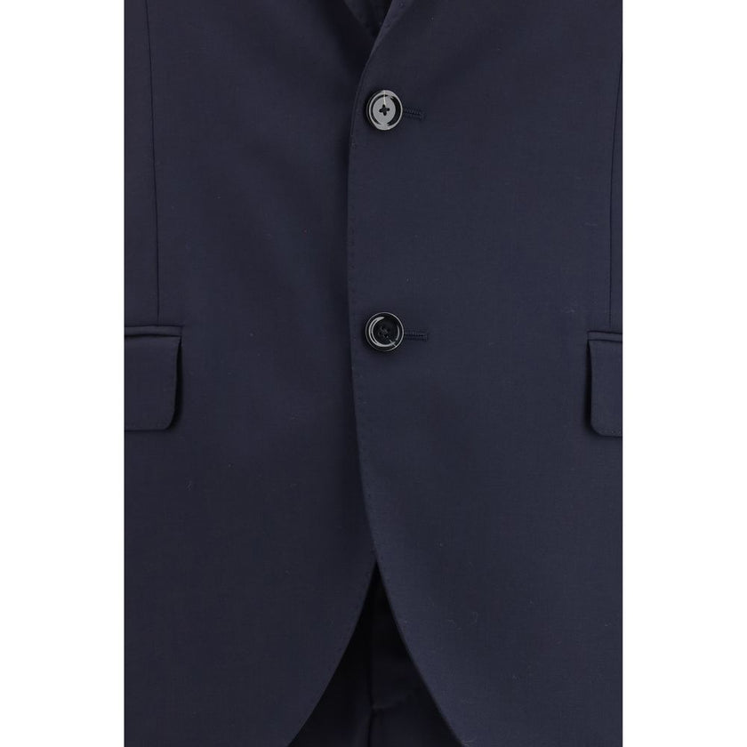Blue Fleece Wool Two-Piece Suit