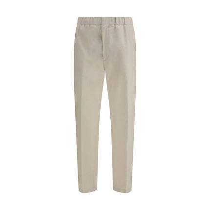 Beige Cotton Casual Pants
