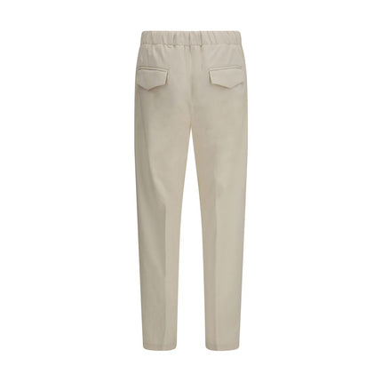 Beige Cotton Casual Pants