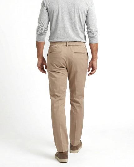 Beige Cotton Casual Pants