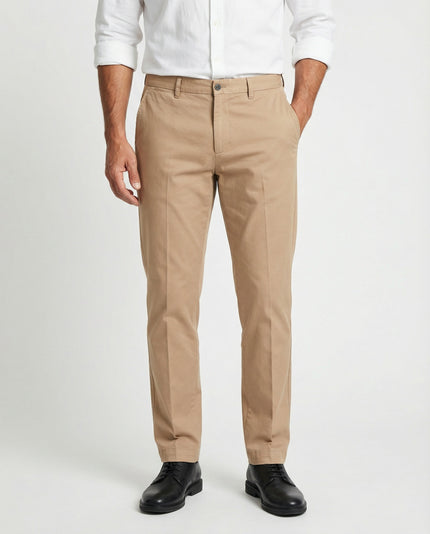 Beige Elastane Casual Pants
