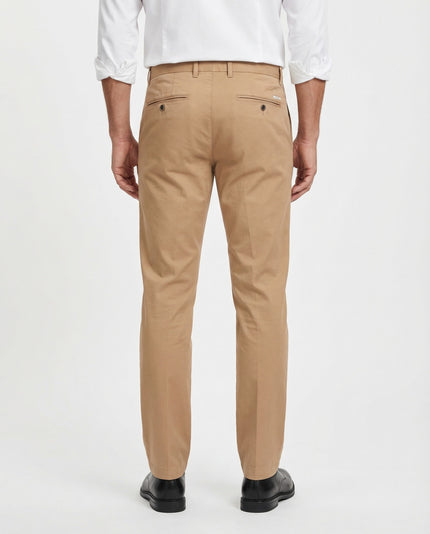 Beige Elastane Casual Pants