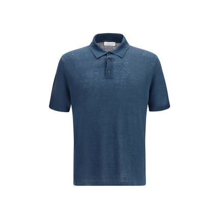 Blue Linen Polo Shirt