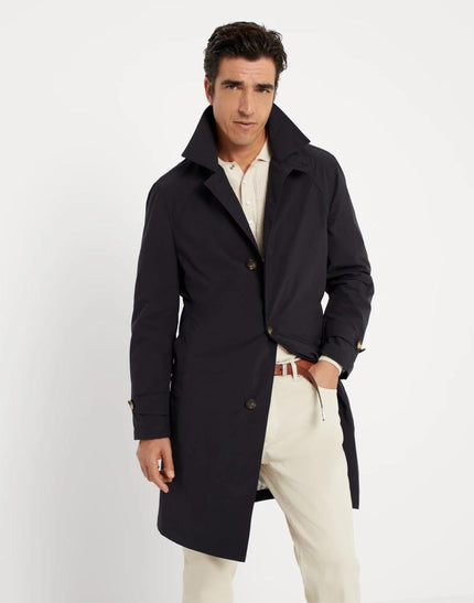 Blue Polyester Trench Coat