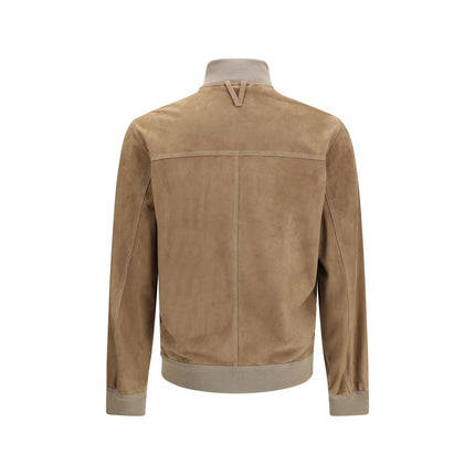Beige Calf Leather Bos Taurus Bomber