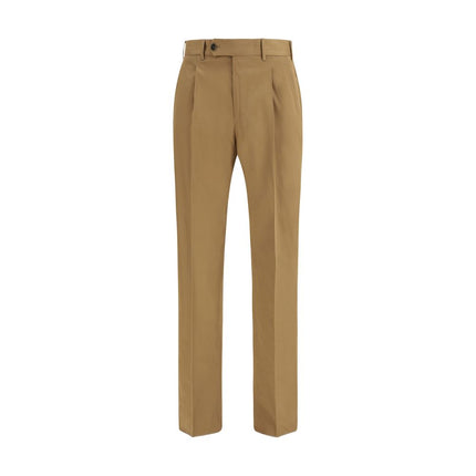 Brown Cotton Casual Pants