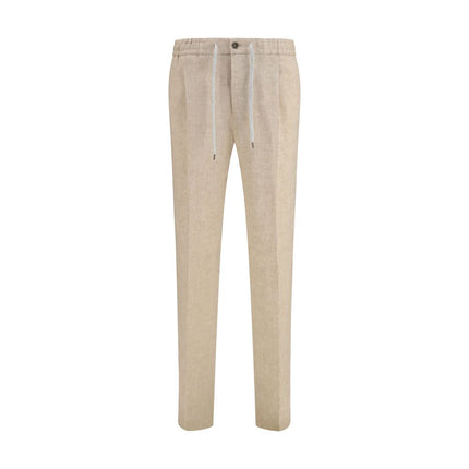 Beige Linen Casual Pants