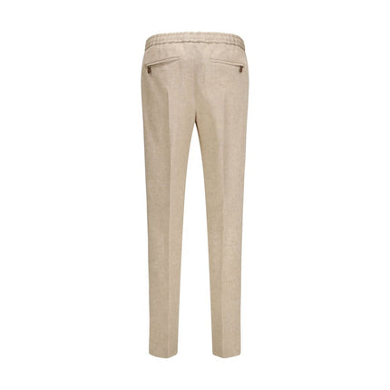 Beige Linen Casual Pants
